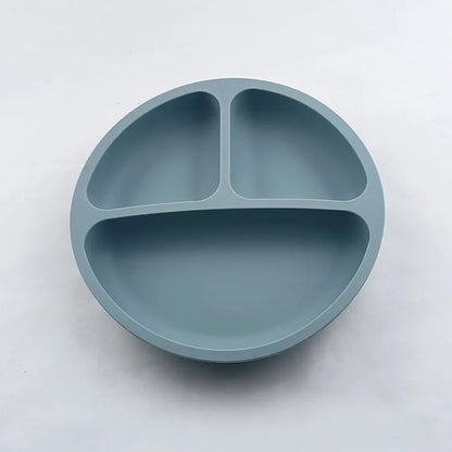 Assiette à ventouse en silicone pour bébé – Assiette repas sourire pour tout-petits avec compartiments, vaisselle pour enfants sans BPA