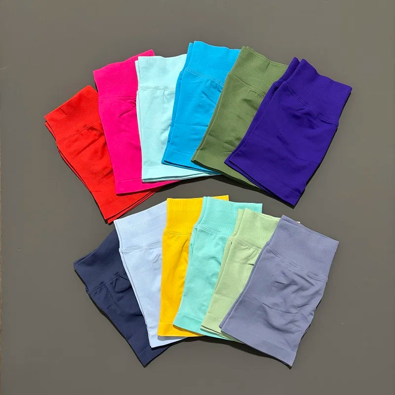 Pantalones cortos de gimnasio sin costuras con efecto Scrunch Butt para mujer – Pantalones cortos de yoga de cintura alta para correr, entrenar, fitness y ropa deportiva