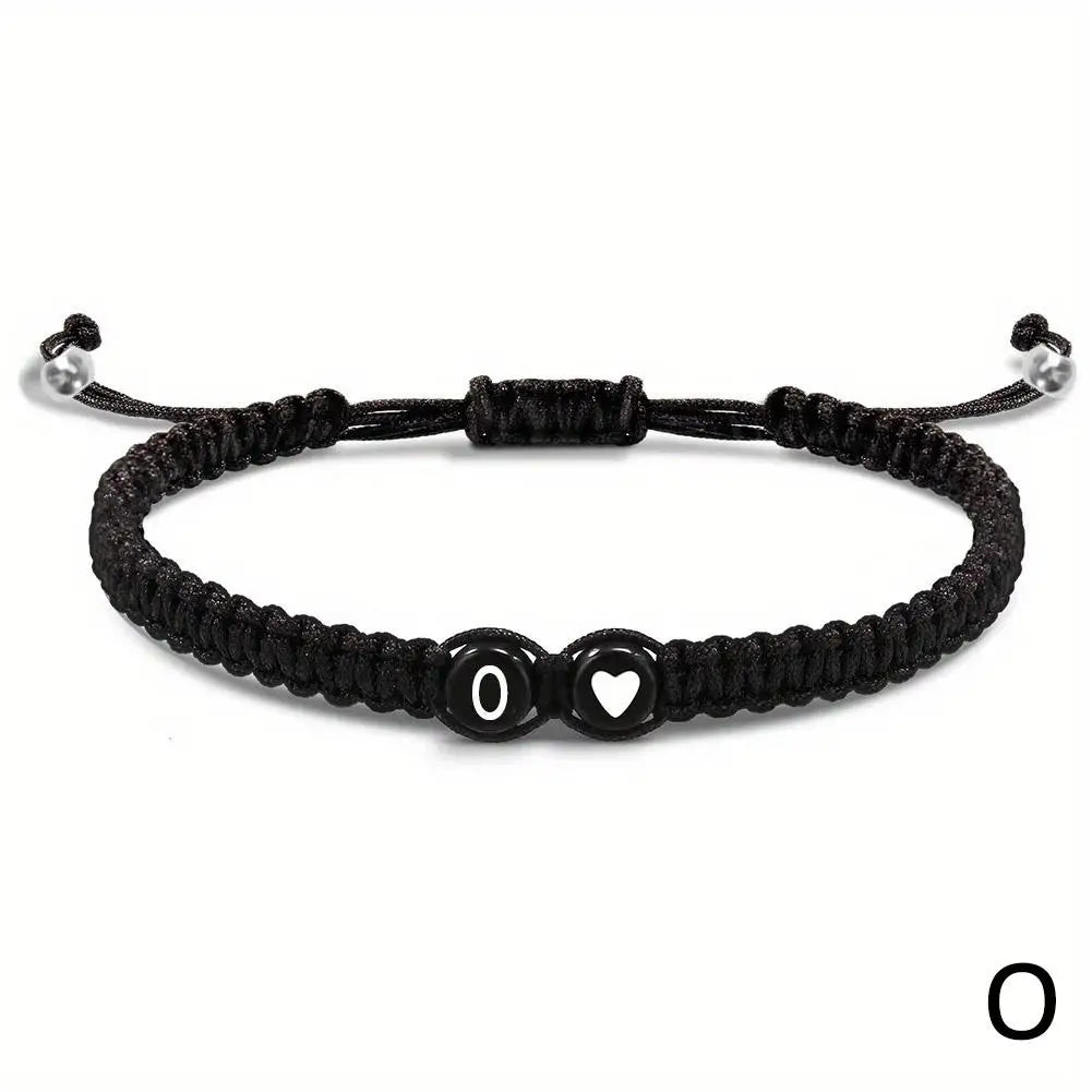 A–Z Initial Heart Braided Bracelet – Personalized Adjustable Name Charm Bracelet for Women & Men | Friendship Jewelry Gift