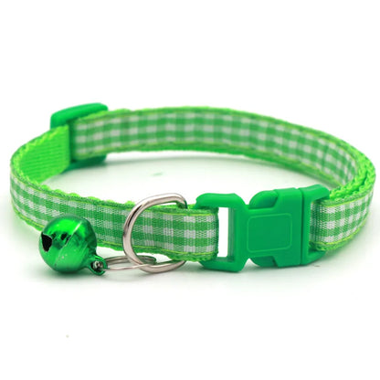 Cute Avocado Cat Collar – Adjustable Plaid Pet Collar with Bell & Candy Avocado Pendant, Cartoon Necklace for Cats & Small Dogs