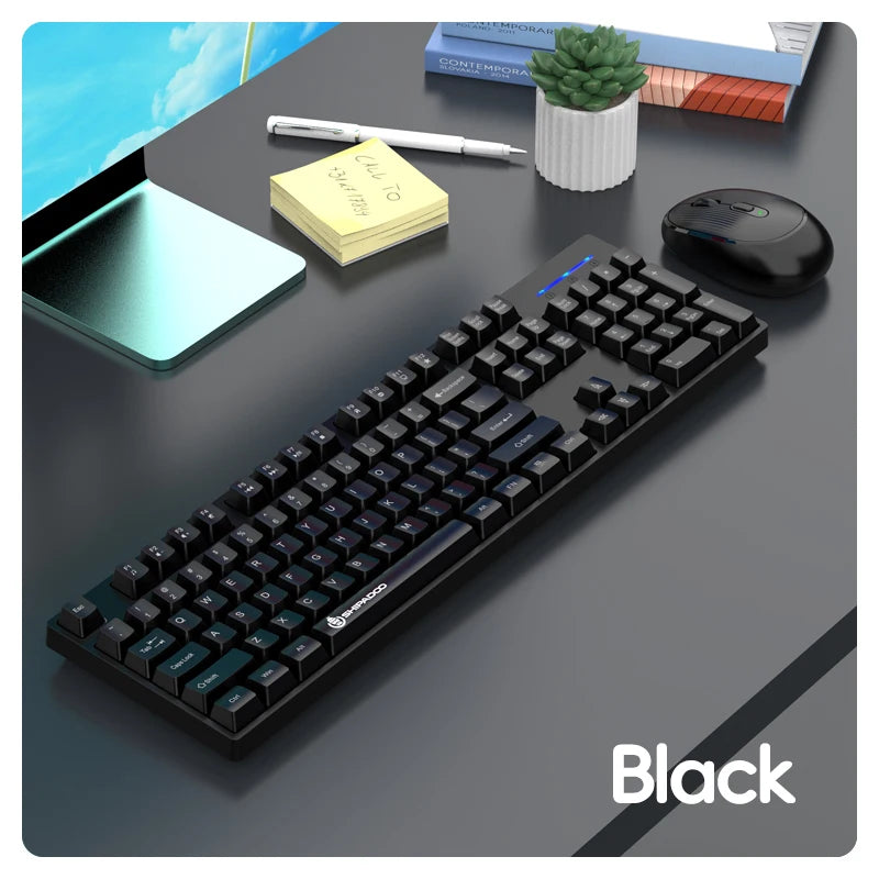 Combinación de teclado y ratón inalámbricos para juegos Shipadoo - Teclado y ratón recargables de 2.4GHz para PC, portátil y oficina