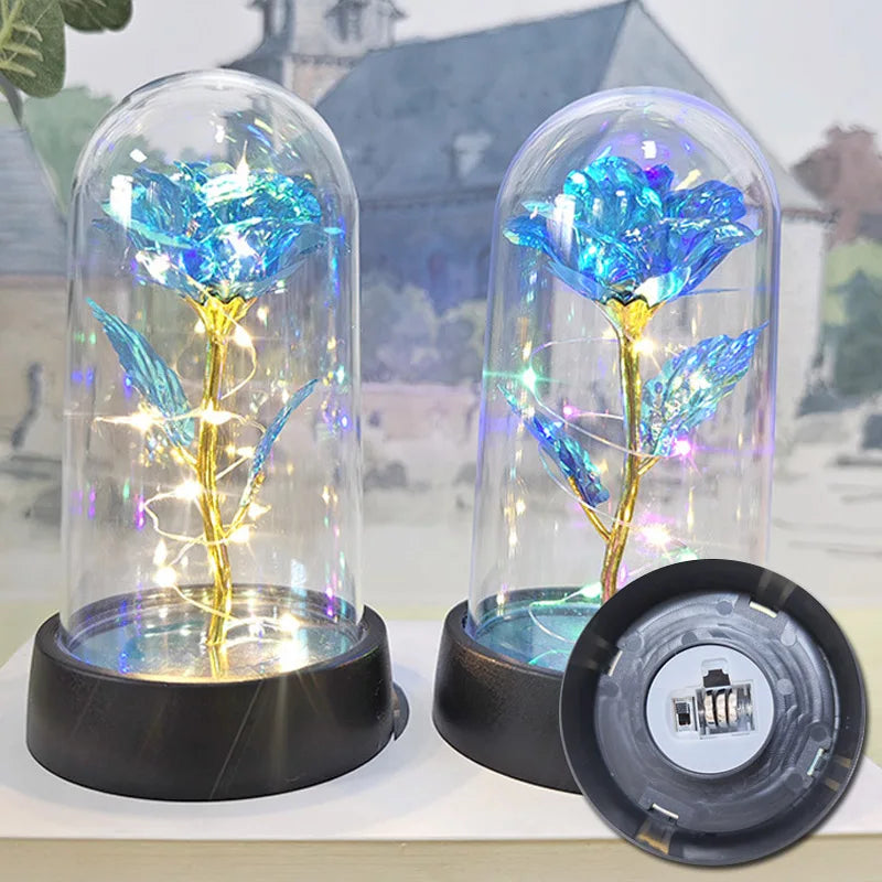 Eternal Rose LED Light in Glass Dome – Romantic Valentine’s Day Gift for Girlfriend | Forever Flower Decoration for Wedding, Mother’s Day & Bridesmaid Gifts