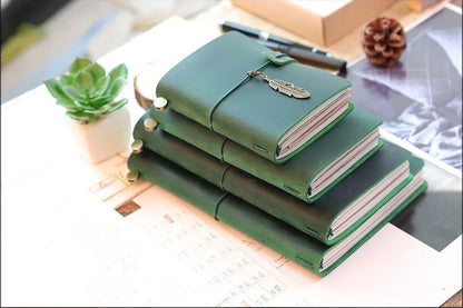 Genuine Leather Refillable Travel Journal – Handmade Retro Diary, Sketchbook & Notebook