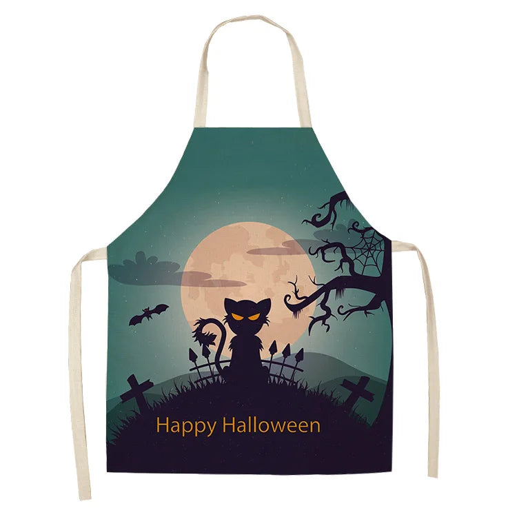 Cute Cartoon Cat Kitchen Apron – Linen Baking & Cooking Apron for Women, Men & Kids, Kitchen Accessories