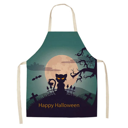 Cute Cartoon Cat Kitchen Apron – Linen Baking & Cooking Apron for Women, Men & Kids, Kitchen Accessories