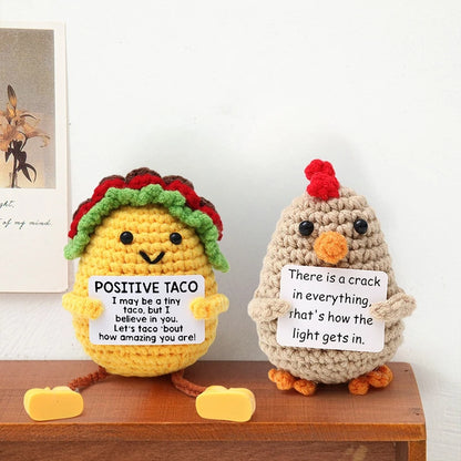 Poupée Pomme de Terre Énergétique Positive au Crochet – Figurine Mignonne en Tricot à Serrer, Artisanat Animalier Kawaii Fait Main au Crochet & Cadeau de Noël