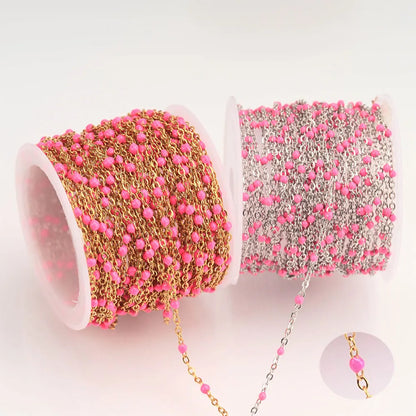1M Stainless Steel Enamel Bead Chain – Colorful Dripping Oil DIY Chain for Necklaces, Bracelets & Jewelry Making