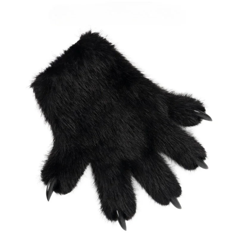 Furry Animal Paw Gloves for Teens & Adults – Plush Cat Paw Mittens for Anime Cosplay, Halloween, Lolita Fashion & Costume Accessories