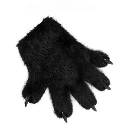 Furry Animal Paw Gloves for Teens & Adults – Plush Cat Paw Mittens for Anime Cosplay, Halloween, Lolita Fashion & Costume Accessories