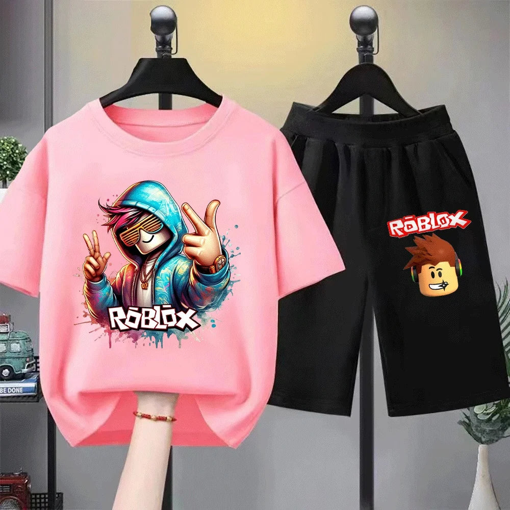 Kids Gaming Hoodie & T-Shirt Set Casual 2-Piece Outfit for Boys & Girls