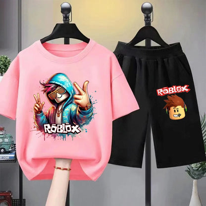 Kids Gaming Hoodie & T-Shirt Set Casual 2-Piece Outfit for Boys & Girls