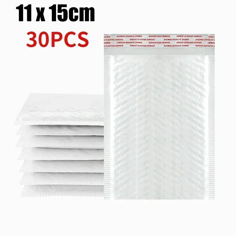 Sobres de burbujas blancos – Sobres de envío acolchados impermeables con autocierre, bolsas de embalaje de burbujas gruesas para envíos seguros (11/15/23 cm)