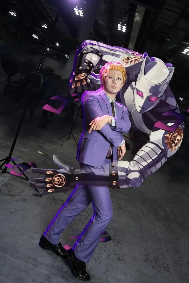 Anime Purple Blazer Cosplay Costume Set – Shirt, Pants, Tie & Belt Outfit for Men & Women Halloween Roleplay Suit
