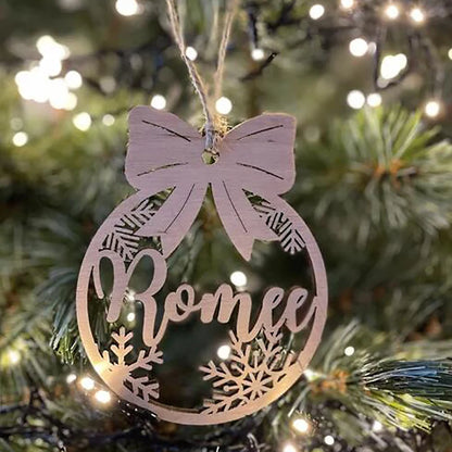 Personalized Wooden Christmas Tree Ornament – Custom Name Hanging Bauble Holiday Decoration Gift