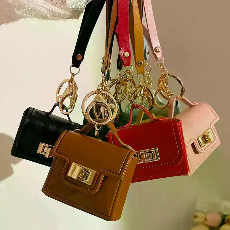 Mini PU Leather Coin Purse Keychain – Creative Change Money Bag Pendant for Keys, Earphones & Small Item Storage