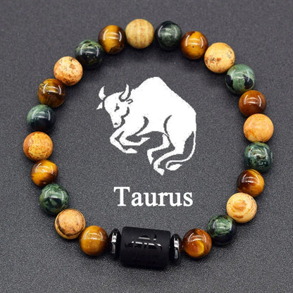Pulsera de constelación de 12 signos del zodiaco – Brazalete con dije de astrología para hombres y mujeres | Regalo de joyería de amistad Aries, Virgo, Leo y Libra
