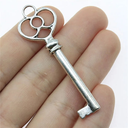 2 pendentifs clé de grande taille – Breloques de style tibétain pour la création de bijoux, fournitures artisanales pour colliers, bracelets et accessoires