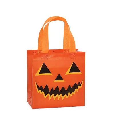 Halloween Pumpkin Candy Bags for Kids, Non-Woven Trick or Treat Loot Bags, Cute Ghost Bat and Cat Treat Bags, Halloween Goodie Bags, Party Favors and Holiday Gift Bags