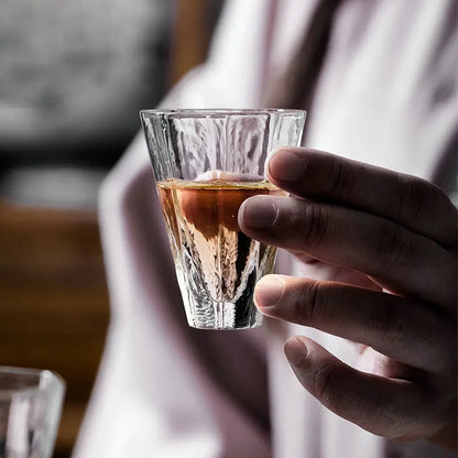 Japanese Style 50ml Glass Tea Cup, Handmade Sake Cup, Transparent Whiskey Tasting Glass, Mini Liquor Drinking Cup, Elegant Bar Drinkware