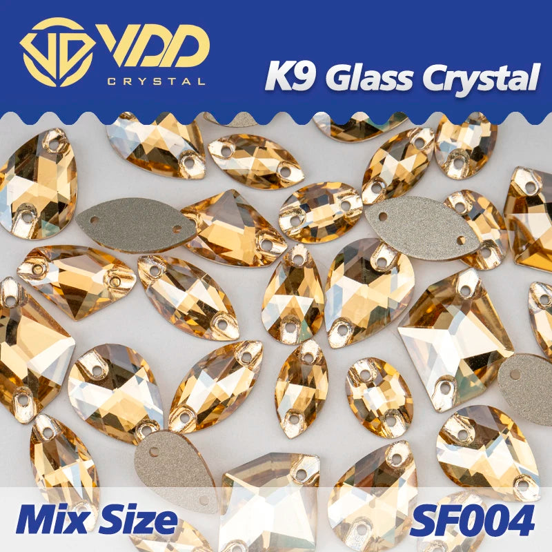 Strass à coudre en cristal K9 AB Mix – Pierres plates en verre AAAAA pour vêtements, robes de mariée et projets de bricolage