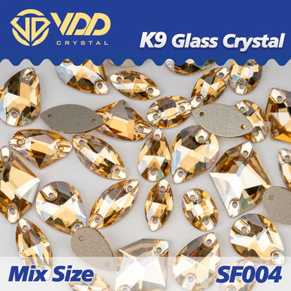 Strass à coudre en cristal K9 AB Mix – Pierres plates en verre AAAAA pour vêtements, robes de mariée et projets de bricolage