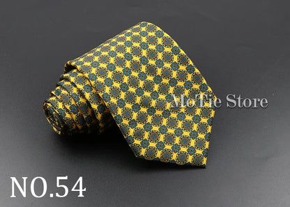 Men's 7.5cm Soft Silk Necktie – Floral & Dot Pattern Tie for Weddings, Business, Parties & Formal Wear