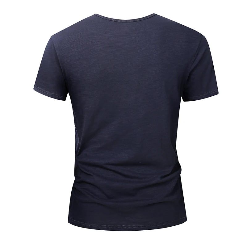Camiseta 100% algodón para hombre – Suave, manga corta casual, transpirable, top de verano en blanco y negro para uso diario
