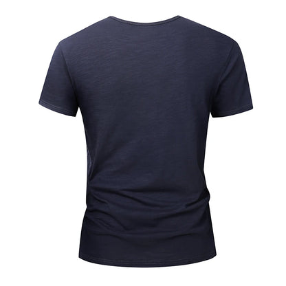Camiseta 100% algodón para hombre – Suave, manga corta casual, transpirable, top de verano en blanco y negro para uso diario