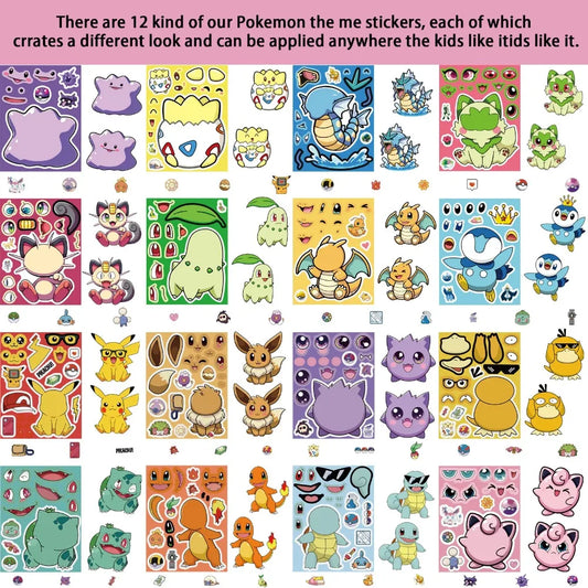 Juego de pegatinas de rompecabezas de Pokémon DIY – Juguetes de dibujos animados de 16/32 piezas para niños (Pikachu y Charizard)