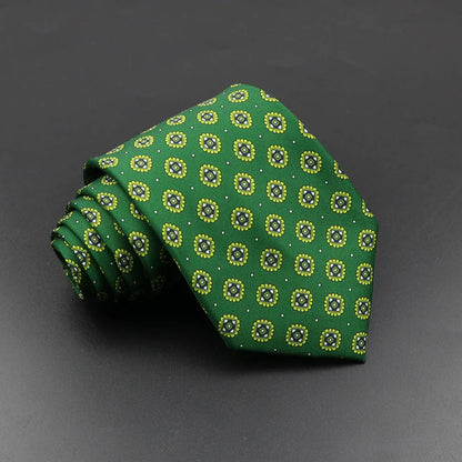 Men's 7.5cm Soft Silk Necktie – Floral & Dot Pattern Tie for Weddings, Business, Parties & Formal Wear