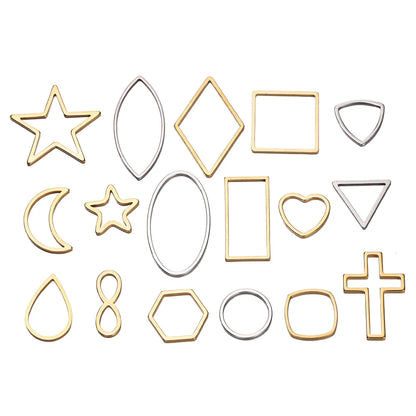 10 breloques géométriques creuses en acier inoxydable pour bijoux – Connecteurs de pendentif pour boucles d'oreilles, colliers et fabrication de bijoux
