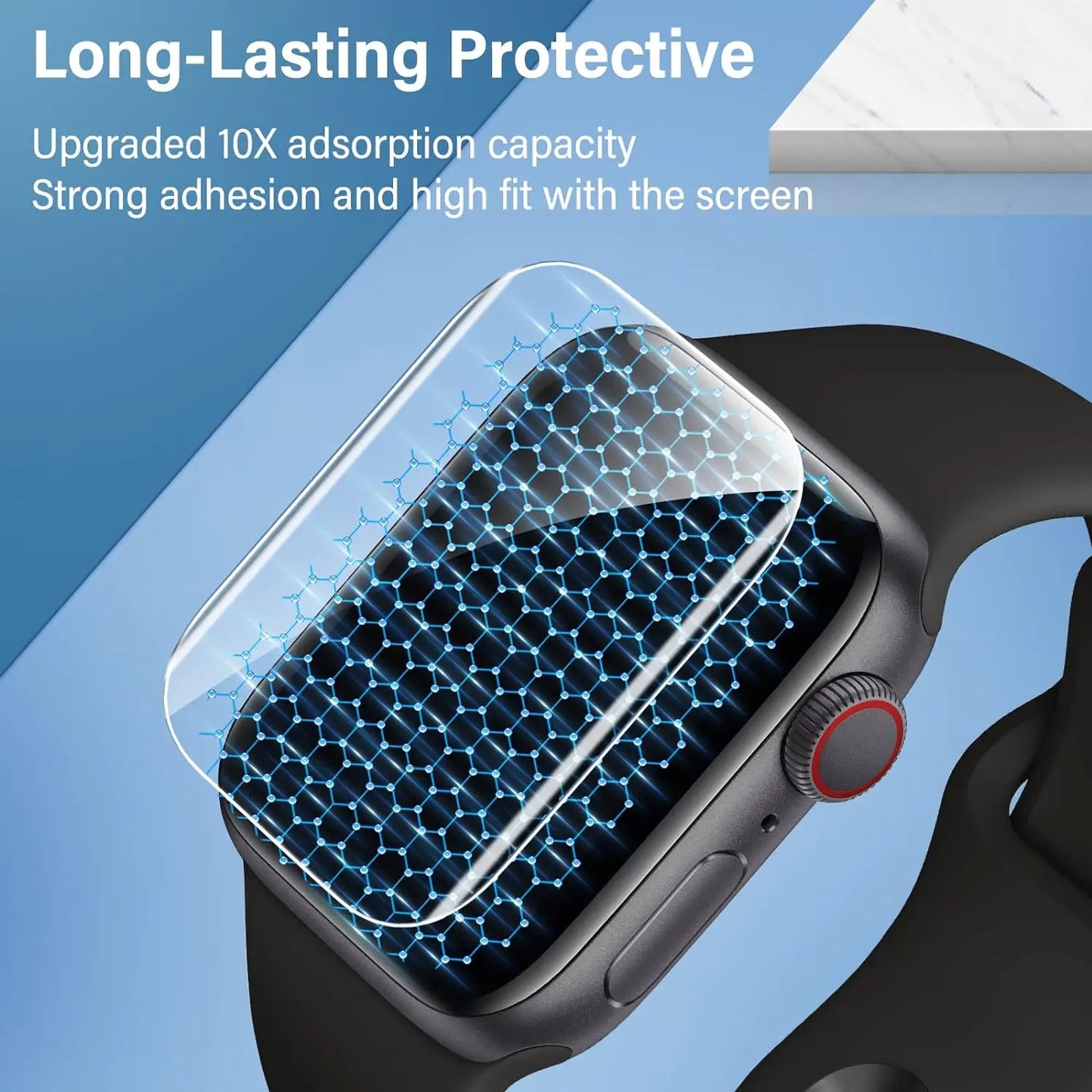 Paquete de 5 protectores de pantalla para Apple Watch Series 10, 9, 8, 7, SE y Ultra 2 – Película protectora HD resistente a los arañazos para modelos de 40mm a 49mm
