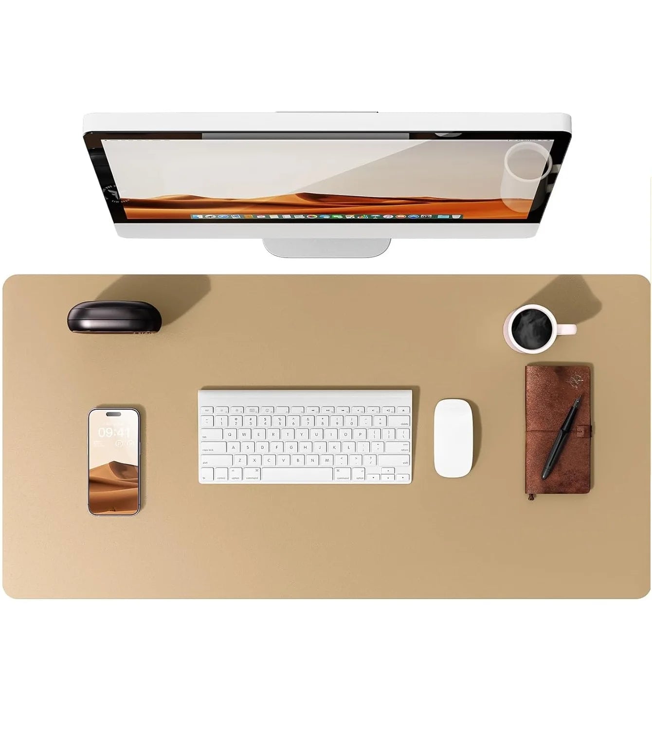 Alfombrilla de escritorio grande de cuero PU - Mouse Pad antideslizante y protector de escritorio para laptop, teclado, oficina y juegos