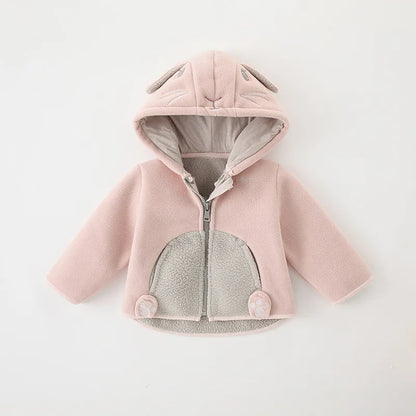 2025 Winter Baby Boys Fleece Hooded Jackets for Kids Cartoon Dinosuar Coats Autumn Girls Plus Velvet Zipper Outerwear Jacket