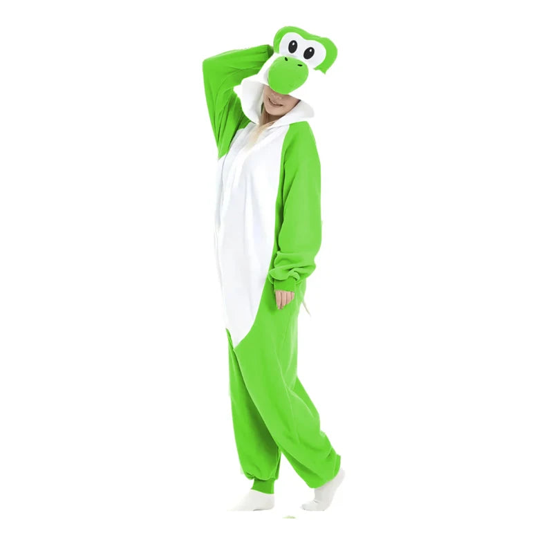 Yoshi Kigurumi Cosplay Onesie – Full Body Pajamas for Adults (Women’s Halloween/Christmas Sleepwear Costume)