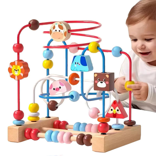 Juguete Montessori de Madera con Montaña Rusa – Laberinto de Cuentas para Bebés, Juguete de Aprendizaje de Matemáticas con Ábaco para Niños Pequeños de 1 a 3 Años, Regalo de Desarrollo Educativo Temprano
