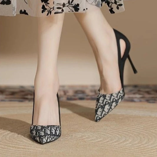 Sandalias de tacón alto con punta en pico y bordados para mujer, zapatos de vestir de lujo para verano