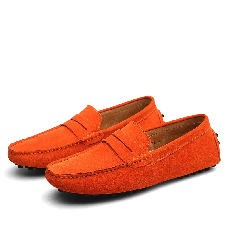 Mocasines de Ante de Cuero Genuino para Hombre – Zapatos de Conducción Casuales Hechos a Mano, Mocasines y Bailarinas Cómodos y a la Moda