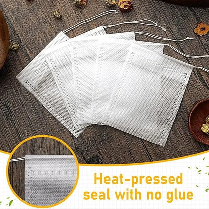 100-1000pcs Disposable Tea Filter Bags – Nonwoven Drawstring Tea Strainer Bags, Single Use Loose Leaf Tea Bags for Coffee, Herbs, Spices & Kitchen Brewing Accessories