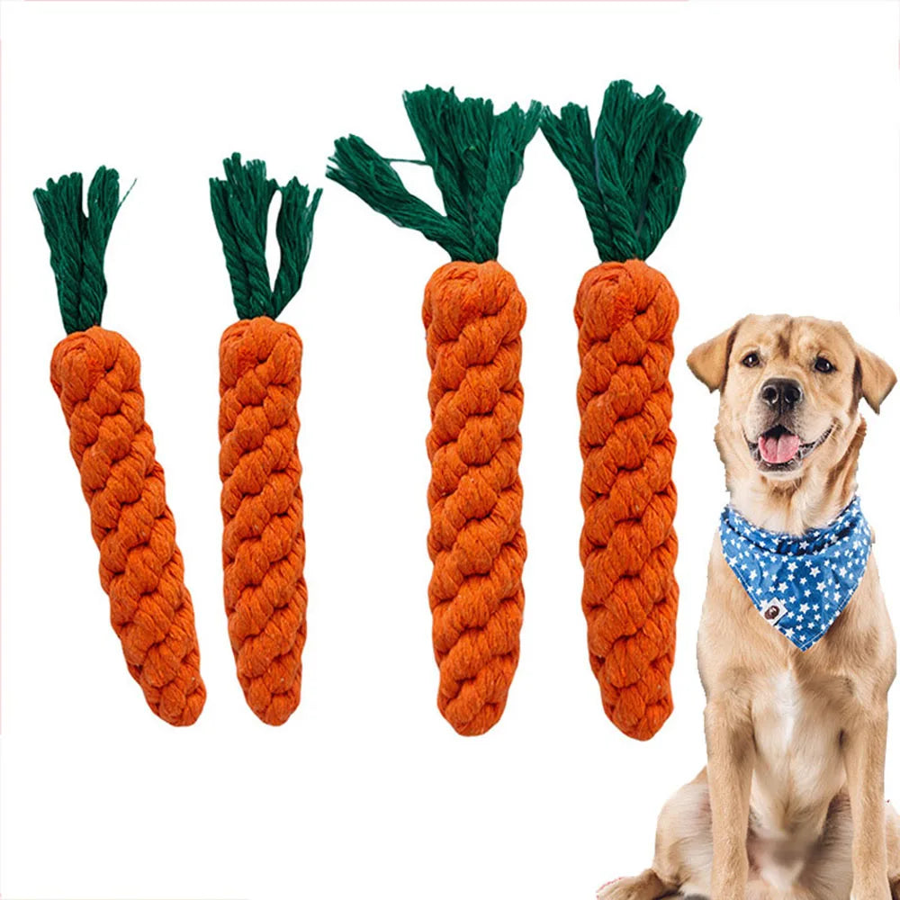 Juguete de cuerda con forma de zanahoria para perros, de algodón duradero, para masticar, para cachorros y perros, para limpiar los dientes, resistente a las mordeduras
