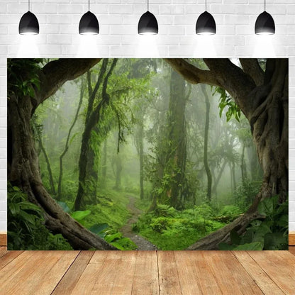 Tropical Jungle Rainforest Backdrop – Spring Forest Photography Background for Camping, Adventure, Birthday Parties & Photo Studio Decor