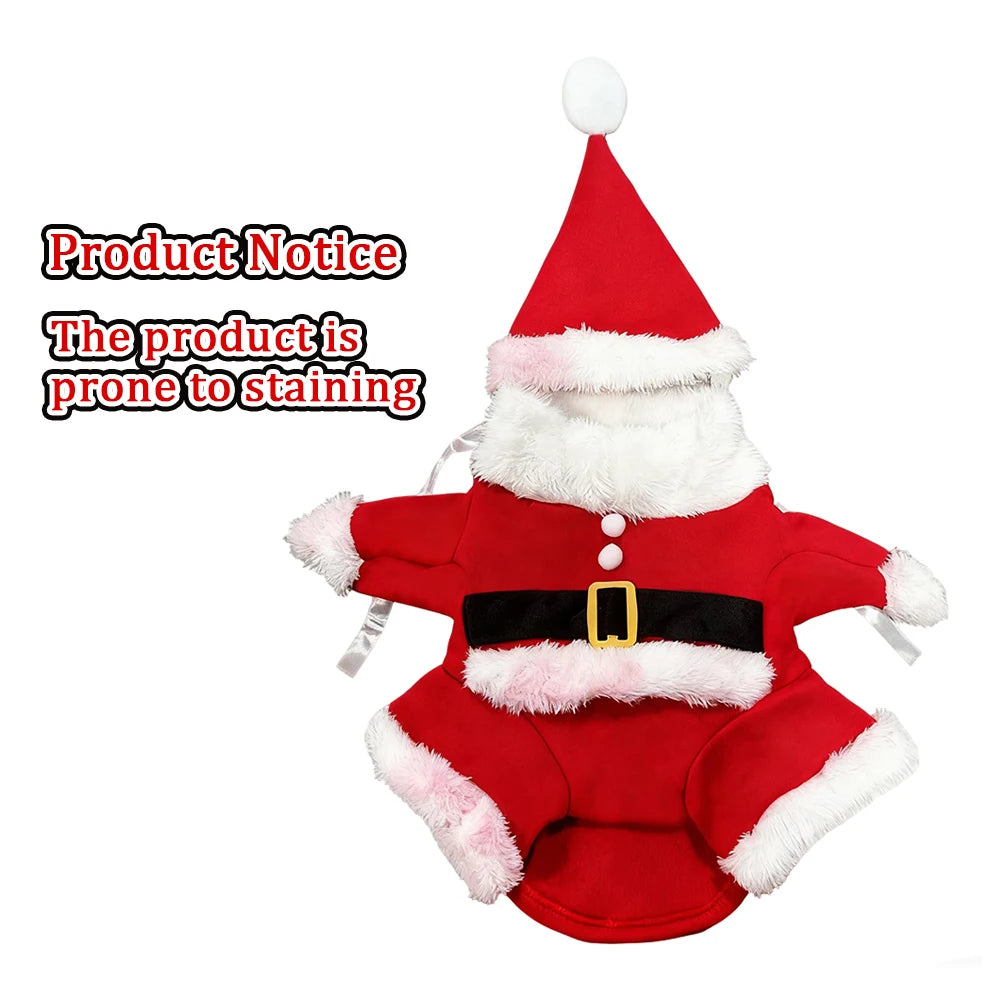 Cute Santa Claus Dog & Cat Costume – Christmas Jumpsuit Outfit for Small Dogs, Cats & Yorkies, Festive Cosplay Dress-Up Clothes
