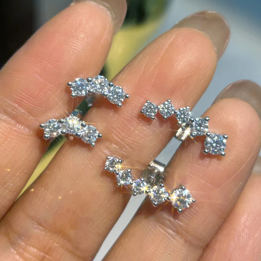 Pendientes de moissanita con diamantes color D auténticos, de plata de ley 925, certificados GRA, aretes de sonrisa, joyería para mujer