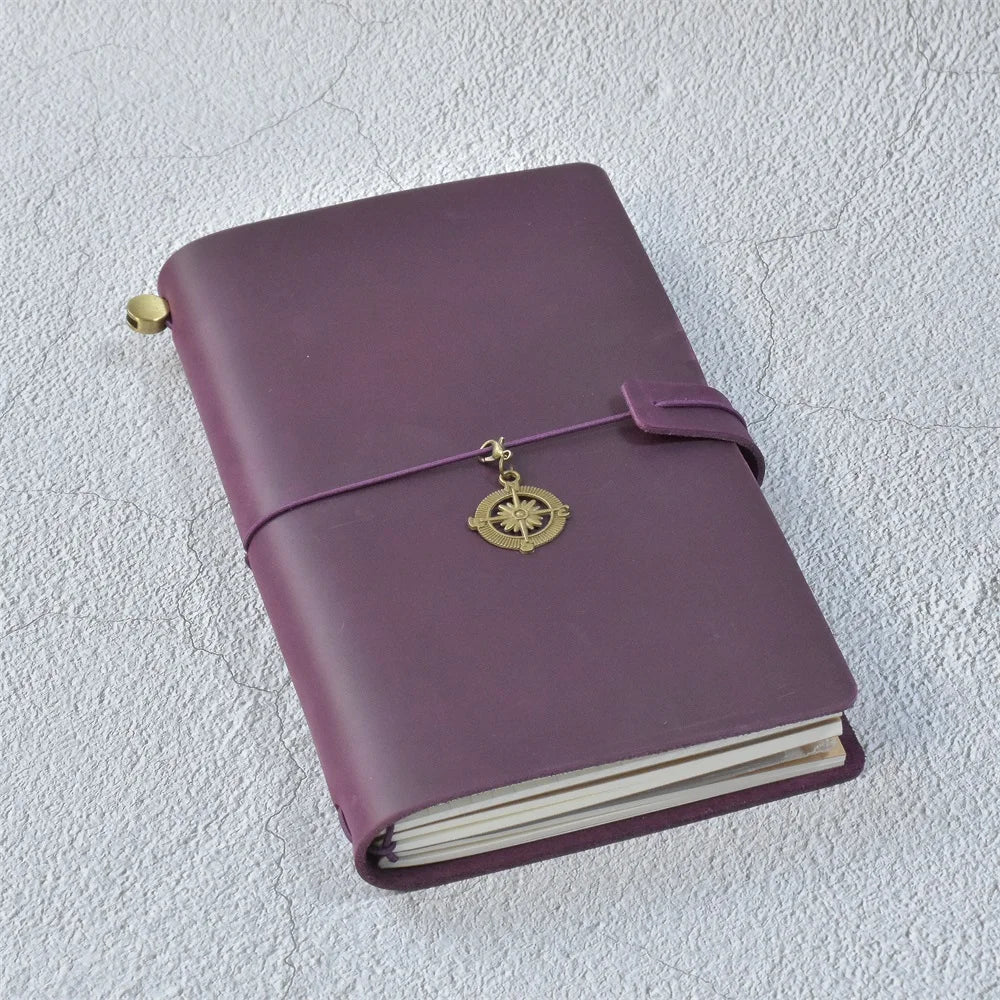 Genuine Leather Refillable Travel Journal – Handmade Retro Diary, Sketchbook & Notebook