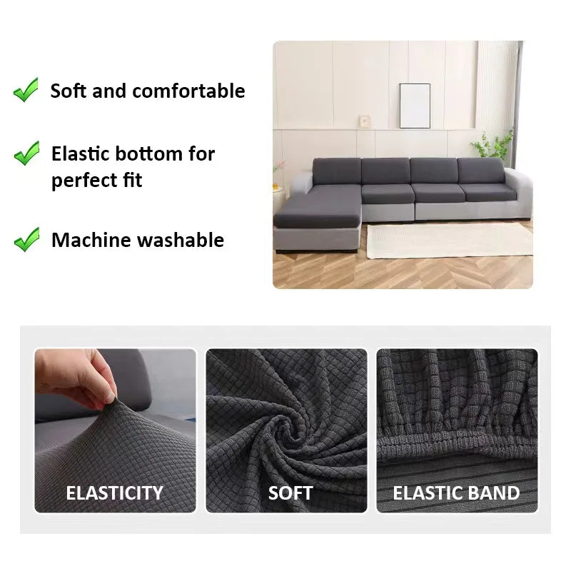 Polar Fleece Sofa Seat Cushion Cover – Stretch Furniture Protector for Pets, Kids & Living Room