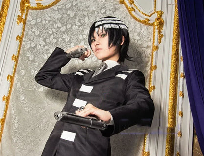 Anime Soul Eater Death the Kid Cosplay Wig – Black & White Split Hair Style (Unisex with Wig Cap, Halloween/Carnival Prop)
