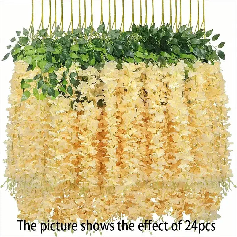 12PCS Artificial Wisteria Vine Flowers – Silk Hanging Trailing Garland for Wedding, Party & Home Decor | DIY Floral Decoration