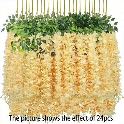 12PCS Artificial Wisteria Vine Flowers – Silk Hanging Trailing Garland for Wedding, Party & Home Decor | DIY Floral Decoration