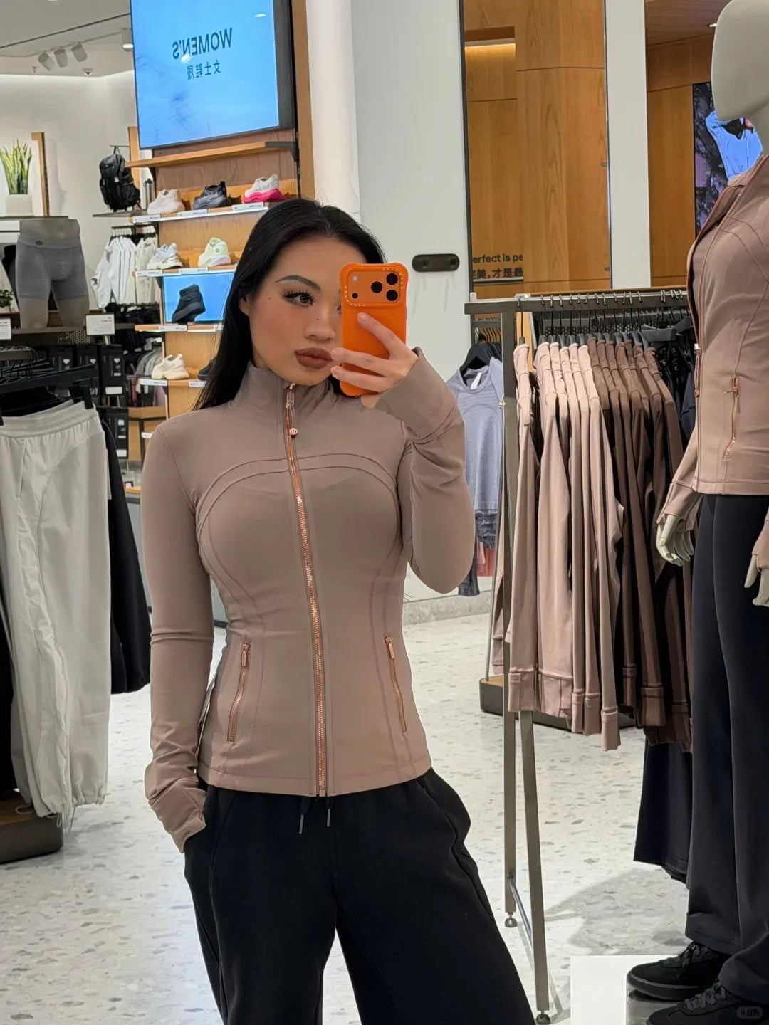 Women’s Gold Zipper Yoga Jacket – Stand Collar Slim Fit Quick-Dry Breathable Sports & Running Activewear