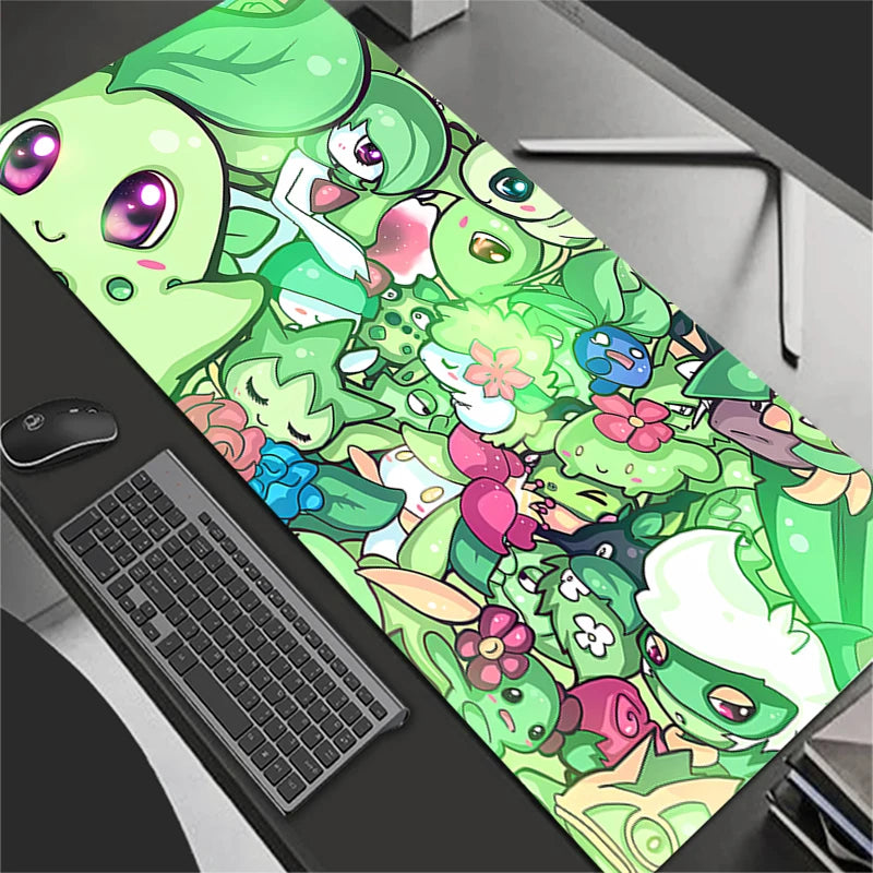 Alfombrilla de ratón XXL Pokémon Kawaii para juegos – Alfombrilla de escritorio extendida de goma antideslizante para teclado, PC, portátil y configuración de oficina